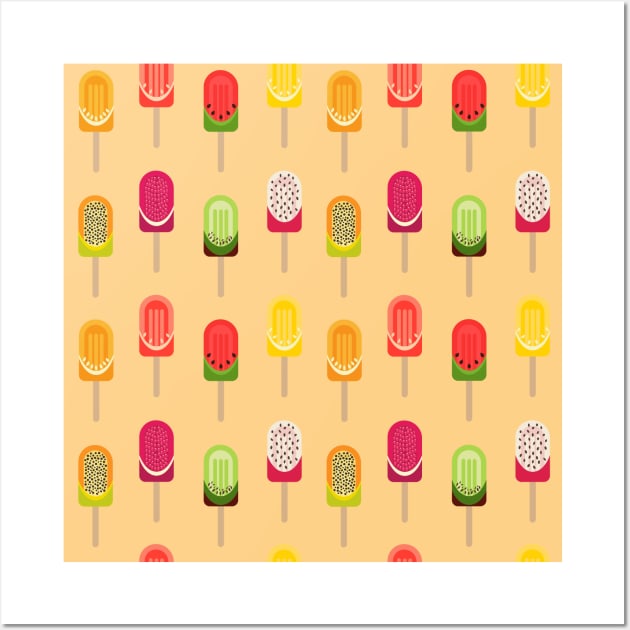 Fruit popsicles - Warm Yellow Wall Art by PrintablesPassions